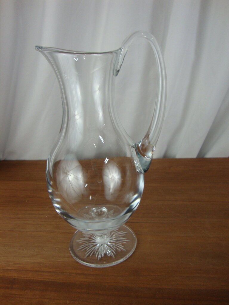 Vintage Waterford Clear Light Footed Crystal Beverage Pitcher