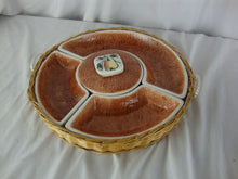 Load image into Gallery viewer, Vintage Ucagco Japan Ceramic Appetizer Dish Dip Set with Woven Basket Server
