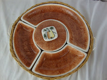 Load image into Gallery viewer, Vintage Ucagco Japan Ceramic Appetizer Dish Dip Set with Woven Basket Server
