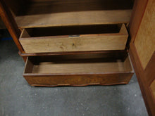 Load image into Gallery viewer, Antique French Linen Press Cabinet with Beveled Mirror Front and Interior Shelves
