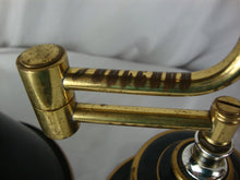 Load image into Gallery viewer, Vintage Black Gold Trim Metal Toleware Extending Arm Electric Table Lamp
