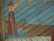 Load image into Gallery viewer, Vintage Theodore DeGroot Wood Lath Nautical The Lighthouse Framed Wall Art
