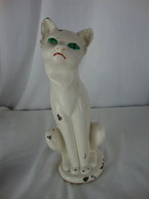 Load image into Gallery viewer, MCM Retro Cat Iron White Cat Green Eyes Decor Door Stop
