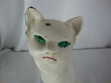 Load image into Gallery viewer, MCM Retro Cat Iron White Cat Green Eyes Decor Door Stop
