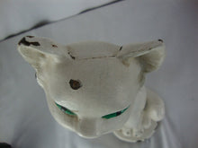 Load image into Gallery viewer, MCM Retro Cat Iron White Cat Green Eyes Decor Door Stop
