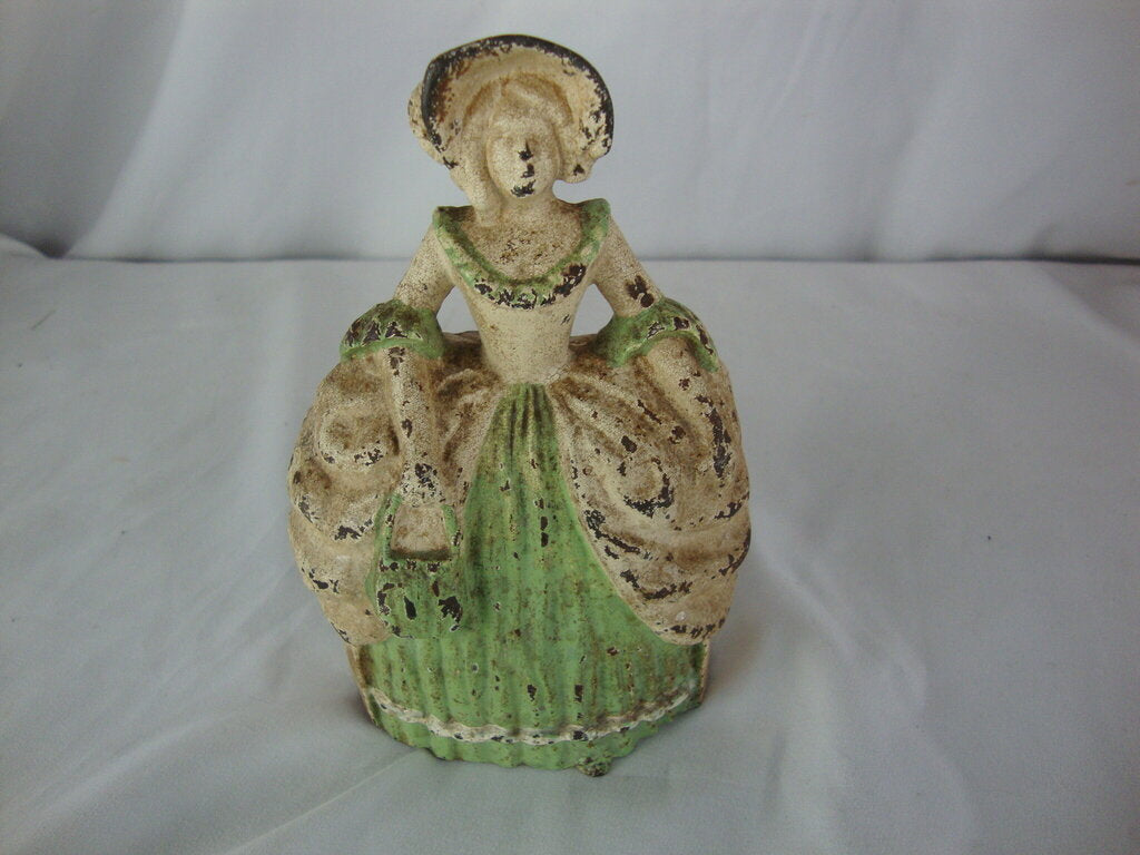 Antique Colonial Woman Cast Iron Small Decor Door Stop