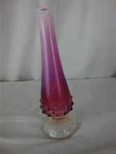 Load image into Gallery viewer, Vintage Fenton Art Glass Plum Opal Hobnail Swung Bud Vase
