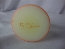 Load image into Gallery viewer, Vintage Fenton Uranium Burmese Painted Rose Floral Egg on Stand
