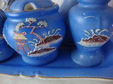 Load image into Gallery viewer, Vintage Hinde Japan Moriage Blue/Gold 6 Piece Condiment Table Set

