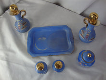 Load image into Gallery viewer, Vintage Hinde Japan Moriage Blue/Gold 6 Piece Condiment Table Set
