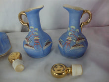 Load image into Gallery viewer, Vintage Hinde Japan Moriage Blue/Gold 6 Piece Condiment Table Set
