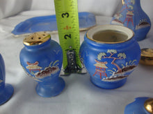 Load image into Gallery viewer, Vintage Hinde Japan Moriage Blue/Gold 6 Piece Condiment Table Set
