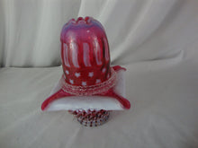 Load image into Gallery viewer, Vintage Fenton Cranberry Stars Stripes Hobnail Base 3 Piece Fairy Lamp Set

