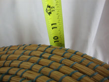 Load image into Gallery viewer, Vintage Coiled Sweetgrass Tan Blue Thread Trim Basket with Lid
