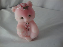 Load image into Gallery viewer, Vintage Fenton Pink Satin Rosaline Handpainted Apple Blossom Bear Figure

