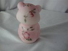 Load image into Gallery viewer, Vintage Fenton Pink Satin Rosaline Handpainted Apple Blossom Bear Figure
