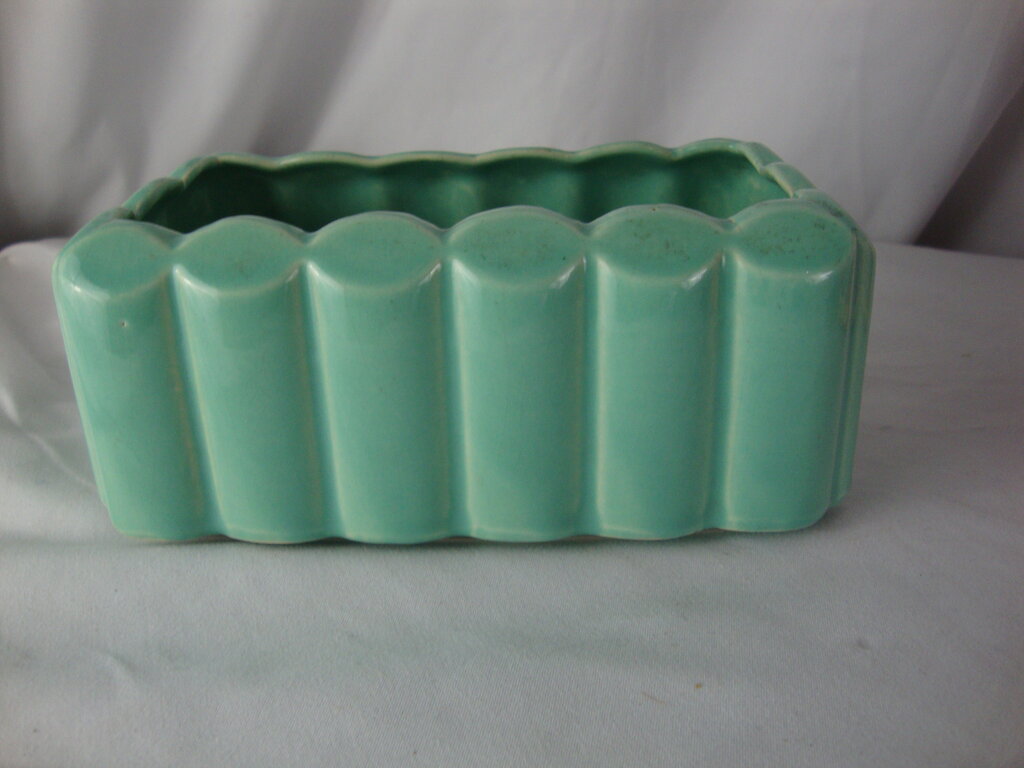 Vintage McCoy Aqua Ceramic Vertical Column Indoor Planter