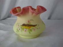 Load image into Gallery viewer, 1978 Fenton Uranium Burmese Handpainted Signed Robin on Dogwood Small Flower Vase
