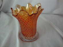 Load image into Gallery viewer, Vintage Marigold Carnival Diamond Ribbed Glass Vase
