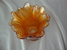 Load image into Gallery viewer, Vintage Marigold Carnival Diamond Ribbed Glass Vase
