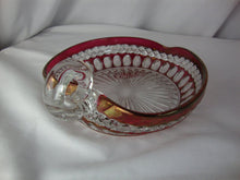 Load image into Gallery viewer, Vintage Westmoreland Ruby Red Clear Flash Heart Candy Trinket Dish with Finger Loop
