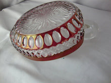 Load image into Gallery viewer, Vintage Westmoreland Ruby Red Clear Flash Heart Candy Trinket Dish with Finger Loop
