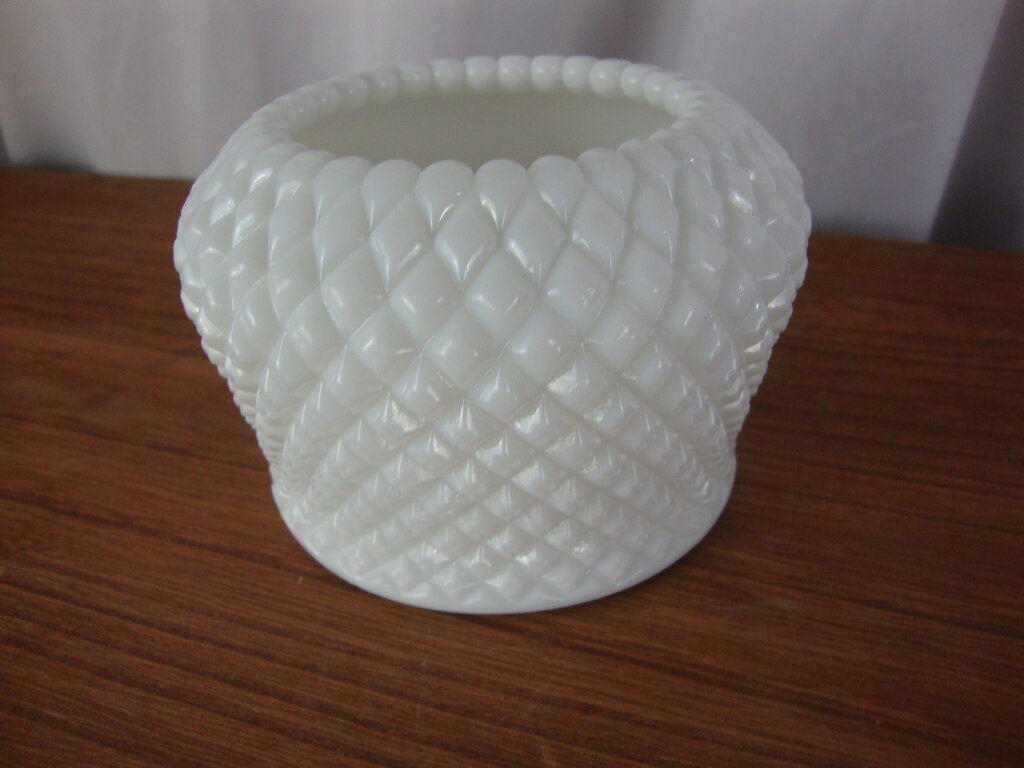 Vintage Westmoreland White Milk Glass Diamond Point Small Rose Bowl Vase