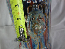 Load image into Gallery viewer, Folk Art Marvin Bailey Potter Multi Streaked Mini Jug in Open Five Tooth Mouth Ugly Face Jug
