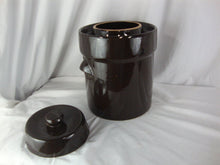 Load image into Gallery viewer, Vintage Brown 5 Liter Stoneware Fermenting Crock with Lid and Weights

