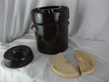 Load image into Gallery viewer, Vintage Brown 5 Liter Stoneware Fermenting Crock with Lid and Weights
