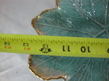 Load image into Gallery viewer, MCM California Pottery Aqua Gold Three Leaf Caddy Serving Dish with Handle
