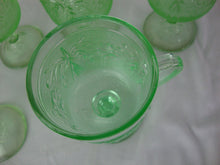 Load image into Gallery viewer, Vintage Tiara Indiana Chantilly Green Glass Footed Mug Cups Set of 6 *One Chipped*
