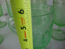 Load image into Gallery viewer, Vintage Tiara Indiana Chantilly Green Glass Footed Mug Cups Set of 6 *One Chipped*
