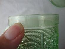Load image into Gallery viewer, Vintage Tiara Indiana Chantilly Green Glass Footed Mug Cups Set of 6 *One Chipped*
