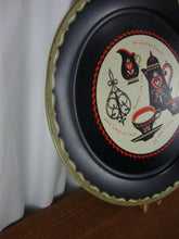 Load image into Gallery viewer, MCM Round Metal Kaffee Klatch Black Red Serving Decor Tray
