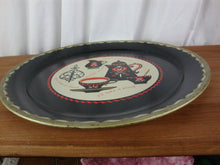 Load image into Gallery viewer, MCM Round Metal Kaffee Klatch Black Red Serving Decor Tray
