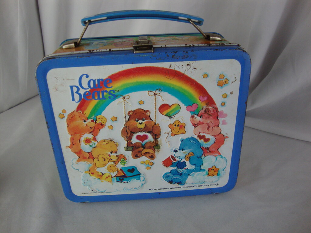 1983 American Greetings Care Bears Metal Kids Lunchbox with Thermos