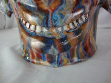 Load image into Gallery viewer, Folk Art Marvin Bailey Potter Multi Streaked Pointy Ear Toothy Mouth Ugly Face Jug
