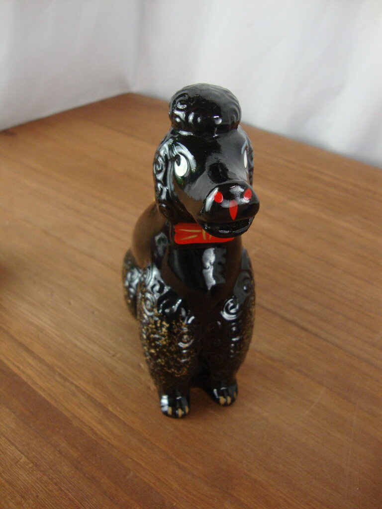 MCM Wales Japan Black Ceramic Poodle Sewing Pin Cushion Holder Figurine