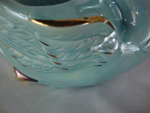 Load image into Gallery viewer, Vintage Royal Copley Aqua Iridescent Gold Ceramic Swan Planter

