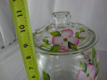 Load image into Gallery viewer, Vintage Handpainted Apple Blossom Clear Glass Cookie Biscuit Jar with Lid
