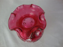 Load image into Gallery viewer, Fenton 2003 Handpainted Signed Cranberry Floral Small Vase
