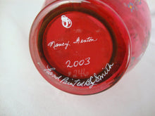 Load image into Gallery viewer, Fenton 2003 Handpainted Signed Cranberry Floral Small Vase
