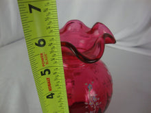 Load image into Gallery viewer, Fenton 2003 Handpainted Signed Cranberry Floral Small Vase
