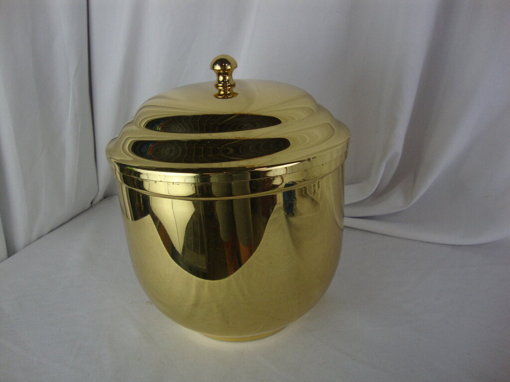 Vintage Copper Craft Brass Ice Bucket White Ceramic Liner and Brass Lid