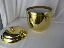 Load image into Gallery viewer, Vintage Copper Craft Brass Ice Bucket White Ceramic Liner and Brass Lid
