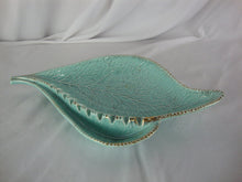 Load image into Gallery viewer, MCM California Pottery Aqua Gold Leaf Ashtray Trinket Dish

