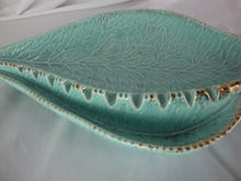 Load image into Gallery viewer, MCM California Pottery Aqua Gold Leaf Ashtray Trinket Dish
