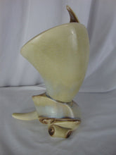 Load image into Gallery viewer, Vintage Hull Pottery Parchment Pine Cone Cornucopia Vase

