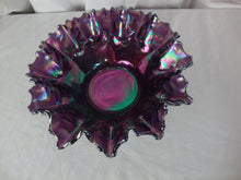 Load image into Gallery viewer, Vintage Fenton Art Glass Purple Carnival Iridescent Glass Wildflower Pattern Bowl
